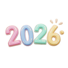 Glossy Candy Pastel 2026 with Splash Accent — Playful New Year Illustration

