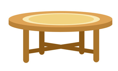 Cute illustration of a round wooden coffee table