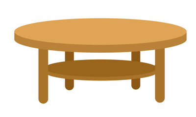 Cute illustration of a round wooden coffee table