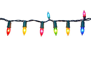 Colorful string lights against black