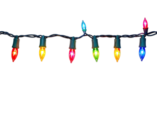 Colorful string lights against black