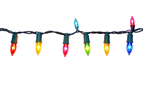 Colorful string lights against black