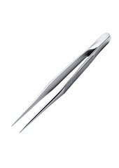 A pair of metallic precision tweezers
