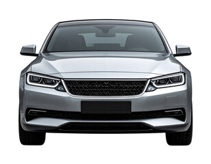 Luxury Electric Sedan Front Angle with Illuminated LED Strip Lights, Premium Vehicle Concept, Isolated on Transparent Background