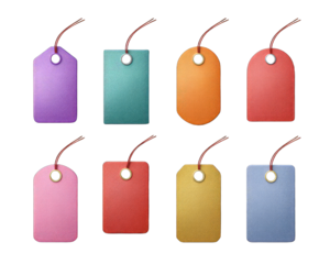 Assorted colorful price tags