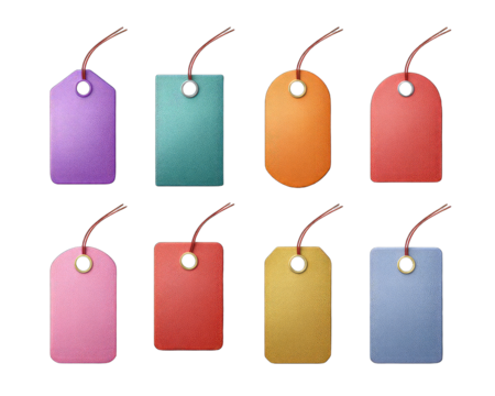 Assorted colorful price tags
