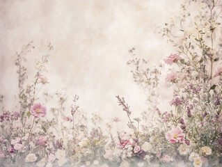 Obraz premium Dreamy floral meadow with soft light, ideal for romantic backgrounds