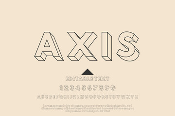 Geometric 3d outline typography for axis with subtle design elements