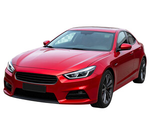 Side Profile of Red Sports Car, Elegant Modern Supercar Design, Isolated on Transparent Background