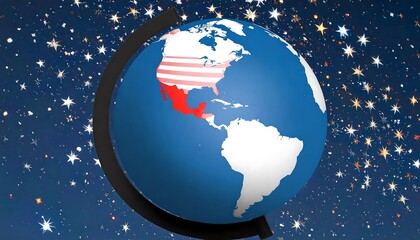 Earth globe with North American flag