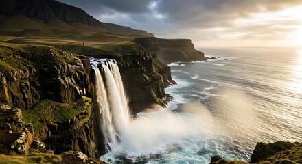 Obraz premium Icelandic Waterfall Scenic Landscape.