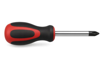 Red and Black Screwdriver with Transparent Background for Easy Isolation