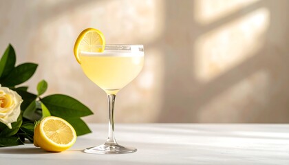 Elegant cocktail with lemon