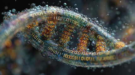 Digital dna data code helix biotechnology cyber abstract innovation science luminous futuristic Digital dna data code helix biotechnology cyber