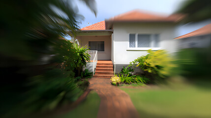 Suburban Australian home with a front garden bathed in afternoon sunlight, showcasing clean architectural lines.