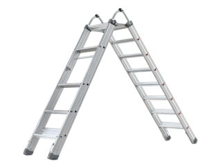 Metal folding ladder, angled view