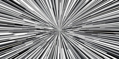 Obraz premium Abstract radial black lines radiating outwards on white background, speed and motion effect, comics, modern