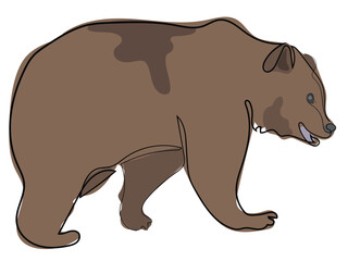 Bear in continuous line drawing style
