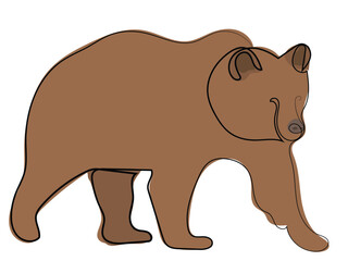 Bear in continuous line drawing style