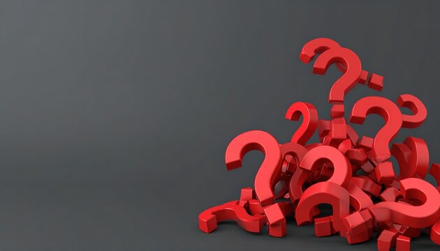 A Pile of Red Question Marks on a Gray Background