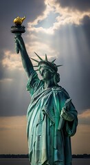 Fototapeta premium Statue of Liberty, New York City, Iconic Landmark, American Symbol, Freedom.