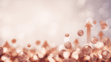 exchange. An abstract representation of financial growth with floating coins and upward arrows on a gradient background. pitch deck slides.