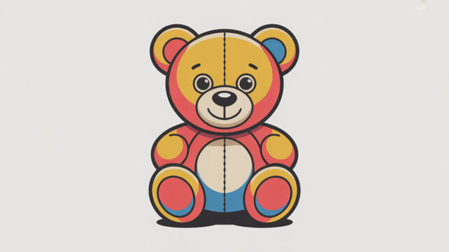 Cute teddy bear illustration for kids room decor and baby shower invitations printable vector graphic design