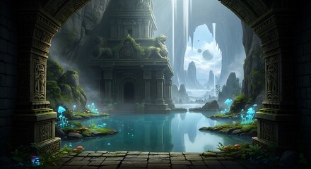 Ancient Enchanting Cave Landscape.