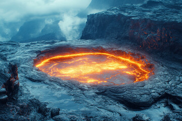 Fototapeta premium Lava crater in mountain.
