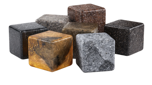 Stack of multicolored stone cubes