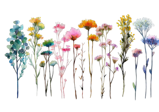 Colorful floral arrangement, various dried flowers