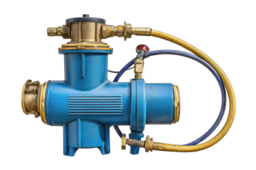 Industrial blue pump with brass fittings