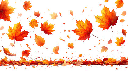 Falling autumn leaves against a dark background