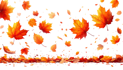 Falling autumn leaves against a dark background