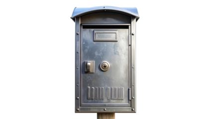 Metal mailbox against black