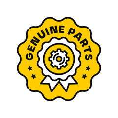 Genuine Parts Badge Vector Icon. Original Auto Spare Parts Label Emblem. Perfect for icon, logo, sign, symbol,stamp, vector, label, badge, sticker. Flat style badge design for business