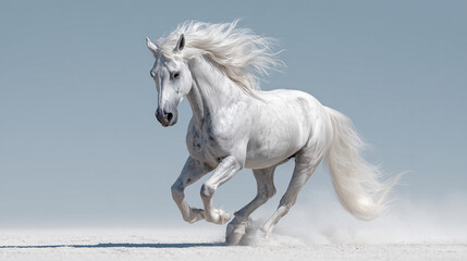 A cool illustration of a white horse galloping