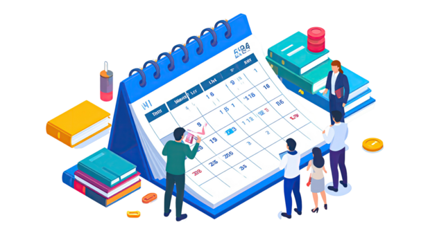 Planning and scheduling.  People marking a calendar