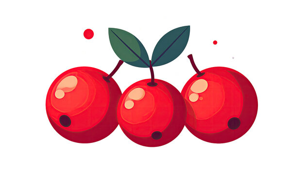 Three stylized cherries