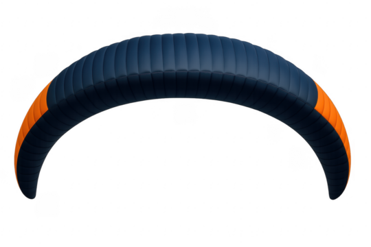 Paragliding canopy is inflated and flying with transparent background