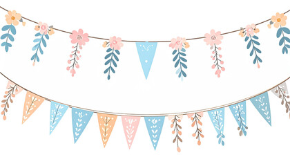 Floral banner with bunting