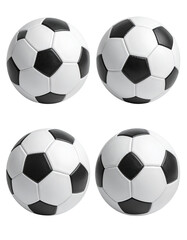 Four soccer balls, side-by-side, showing slight variations in shading