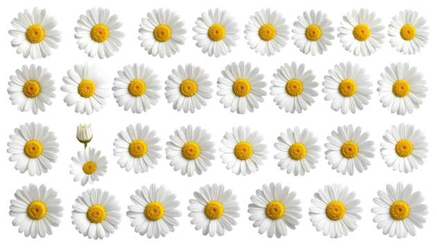 A grid pattern of daisies