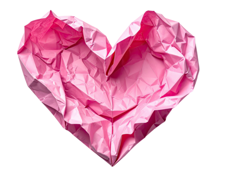 Crumpled pink heart shape