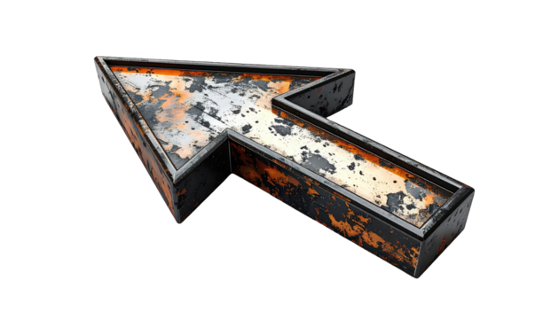 Rusty arrow pointing right