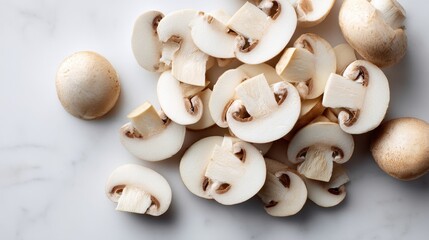 Button Mushrooms Prepared and Sliced