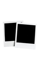 Two blank instant photos overlapping