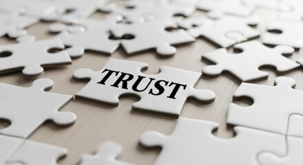 Puzzle pieces with the word trust in the center