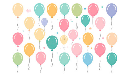 Pixel art of colorful balloons