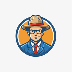 Stylish Gentleman Mascot Logo Design Professional and Friendly Avatar